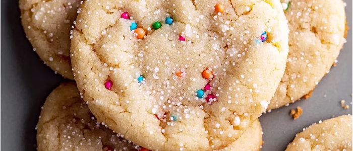 Homemade sugar cookies with a sprinkle of praline crunch
