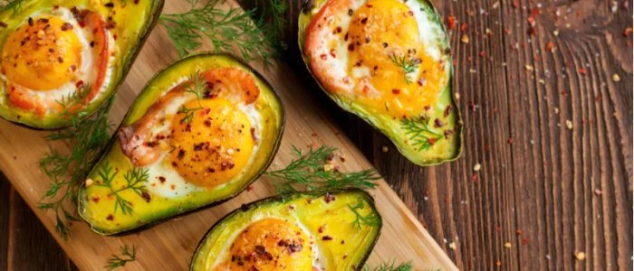 Avocado topped with smoked salmon and sea salt