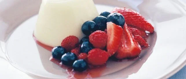 Coconut milk panna cotta with fresh berries