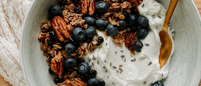 Greek yogurt with lavender-infused granola