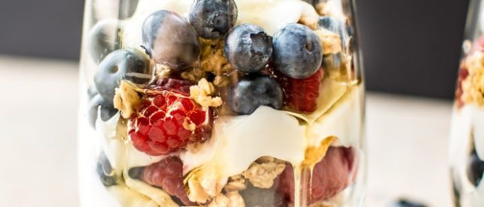 Yogurt parfait with lavender honey & granola