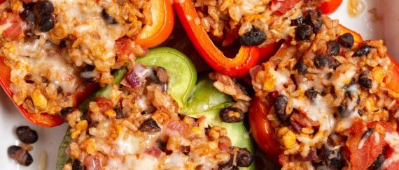 Stuffed bell peppers with rice and beans (Image Credit Inspiralized)